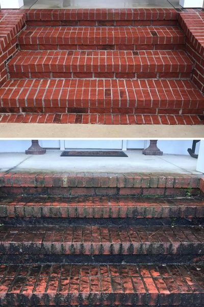 Mildew Removal on Brick Entryway