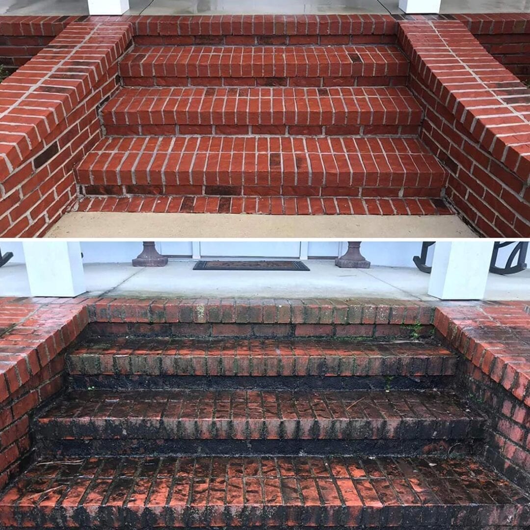 Mildew Removal on Brick Entryway