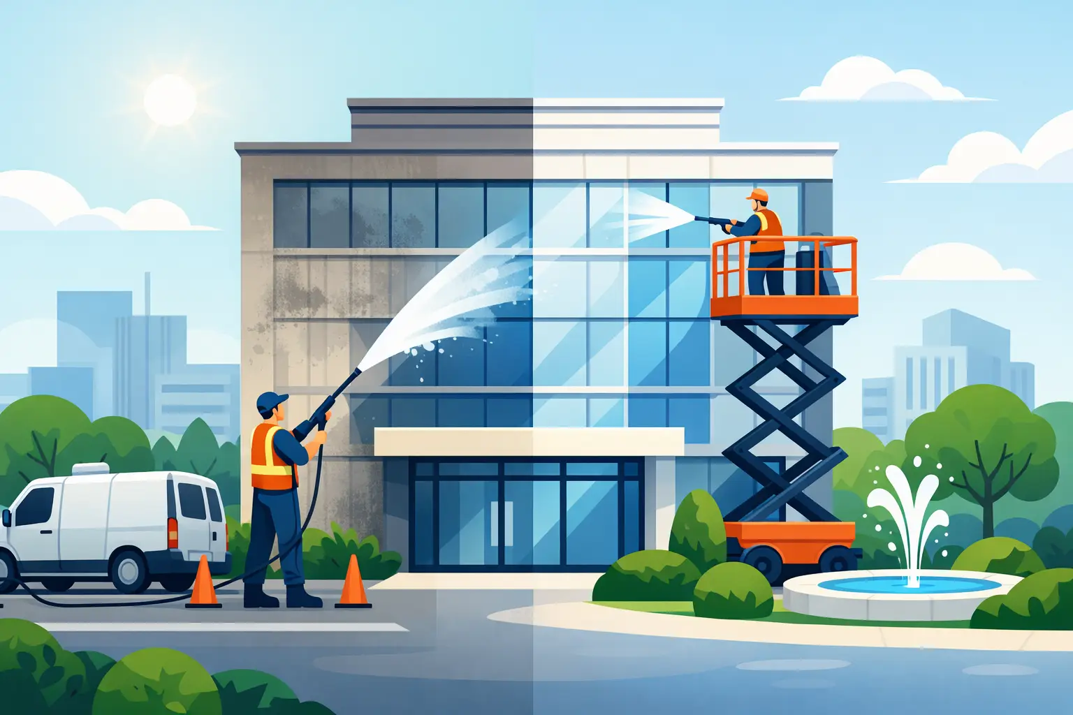 Commercial Building Washing That Protects Curb Appeal